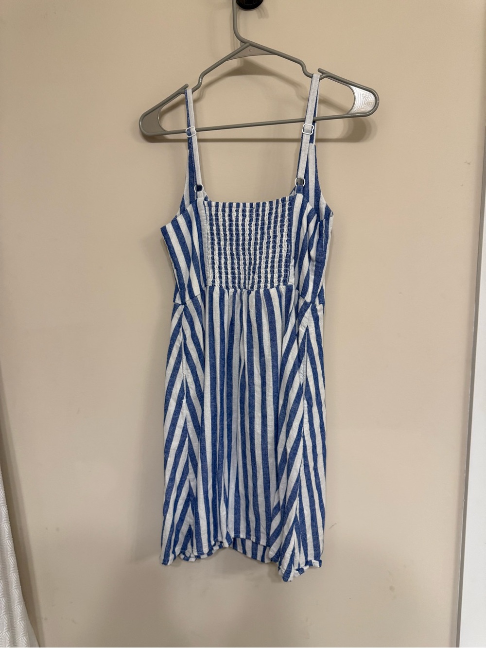 Girls Blue and White Striped Sun Dress